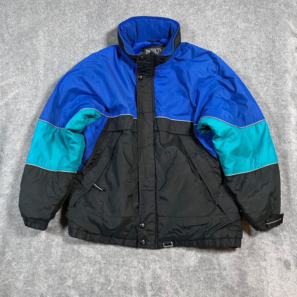 VTG Pacific Trail Colorblock Ski Snow Jacket Hooded Blue Black Women XL 18-20